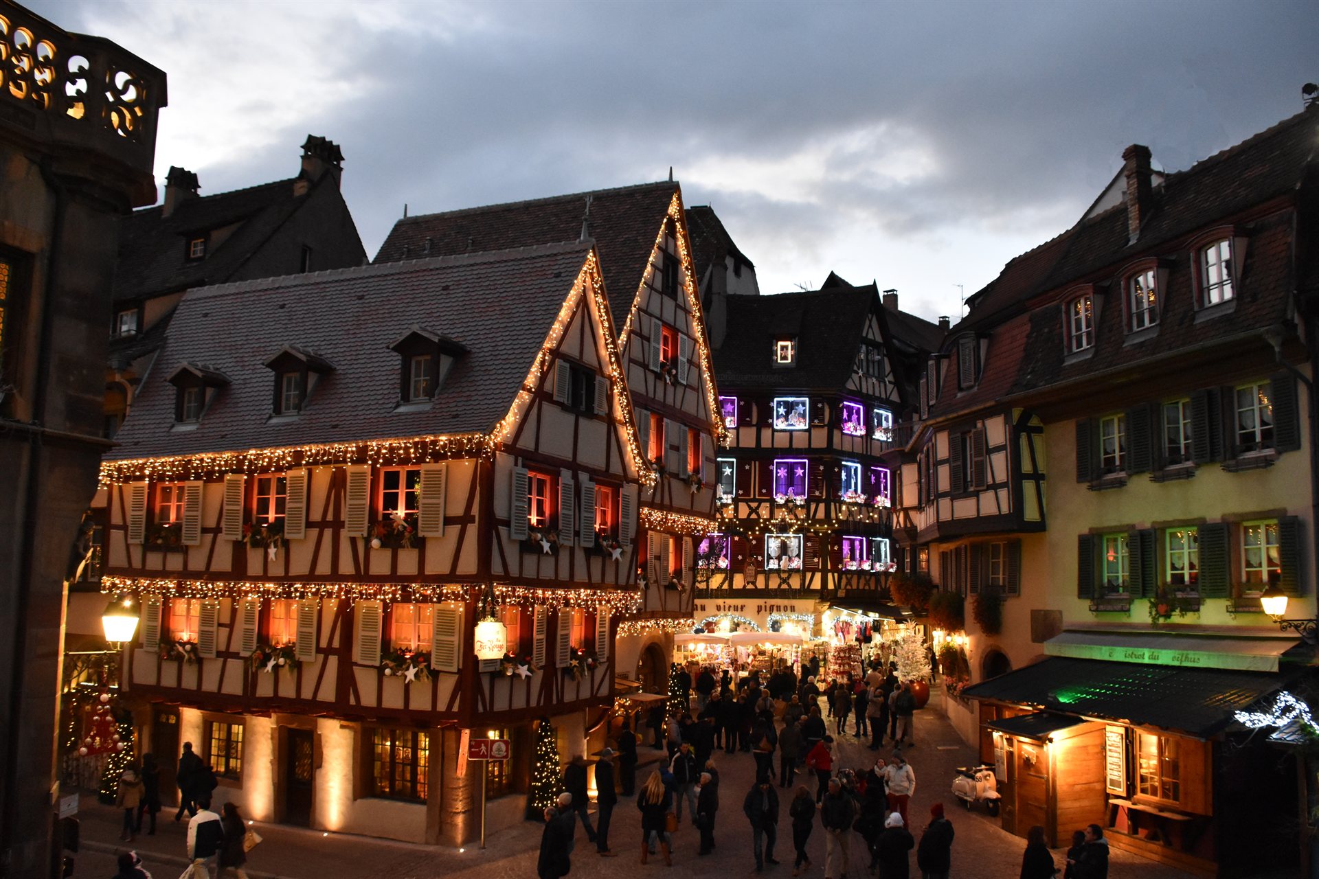 View of Colmar's houses at Christmas